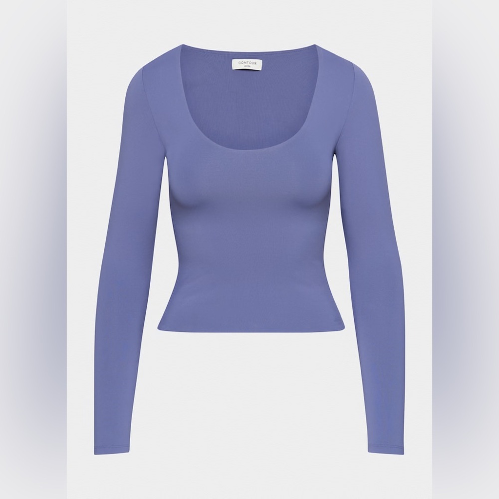 Aritzia XXS Contour Scoopneck Longsleeve in Nighshade Blue